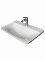 Раковина для ванной полувстраиваемая Uperwood Ocean 80 см, белая глянцевая