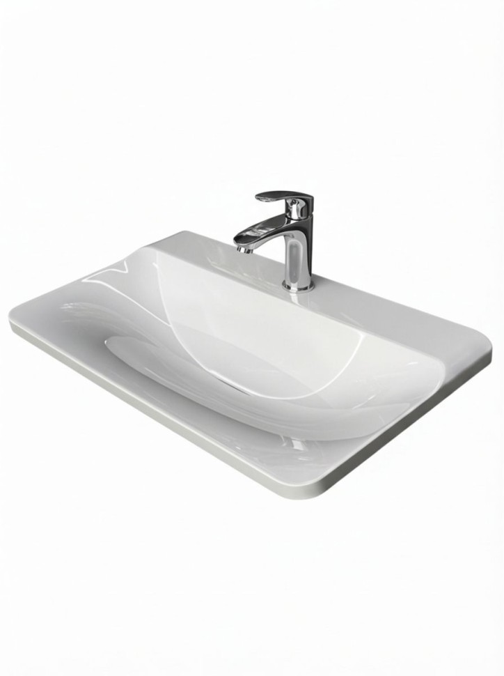 Раковина для ванной полувстраиваемая Uperwood Ocean 80 см, белая глянцевая
