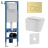 Комплект 3в1 IBERICA BLANCA инсталляция SILENCIO MINI, унитаз BURGOS ALTO белый, кнопка смыва INOX-O золото матовое (IB.001M.BRA.231.815)