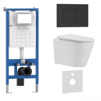 Комплект 3в1 IBERICA BLANCA инсталляция SILENCIO, унитаз BURGOS ALTO белый, кнопка смыва ESTI-S черный матовый (IB001.BRA.231.851)