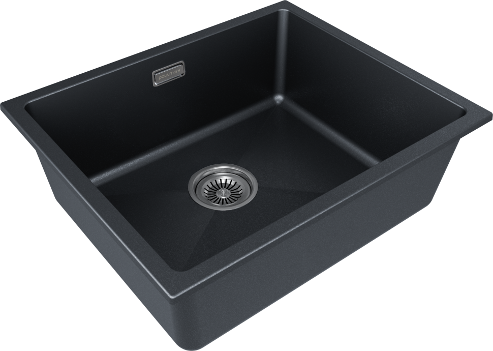 Мойка LUMI 55UNI, IT-GRANIT, LU55-BLM, черный металлик, 555х460, Paulmark