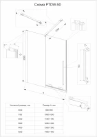 Душевая перегородка Veconi Premium Trento PTDW-50B, 1000x2000, черный матовый, стекло прозрачное