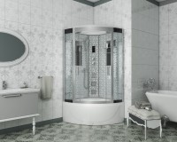 Душевая кабина Niagara Luxe NG-7790W (90x90х215) высокий поддон(45см),дверь раздвижная,стенки серебро,4 места
