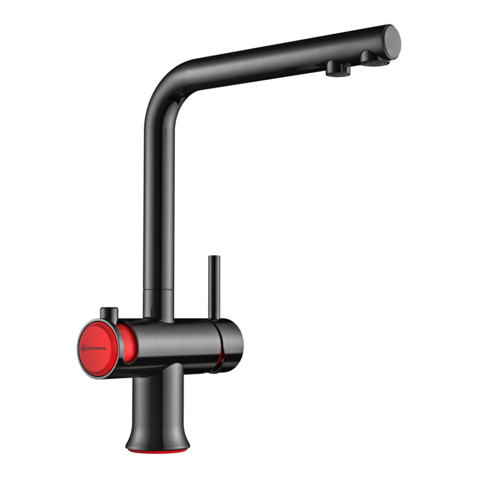 Смеситель для кухни Omoikiri Hotaru-GM-R латунь/вороненая сталь/красный