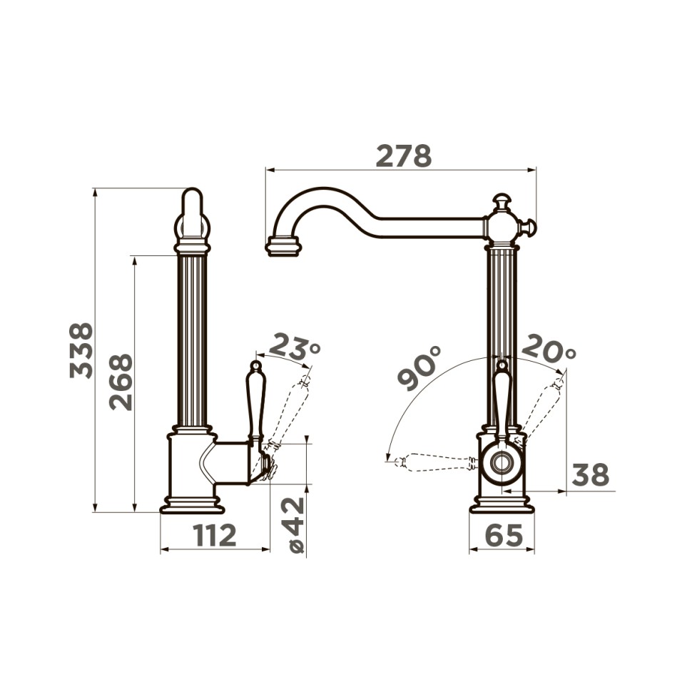 Смеситель для кухни Omoikiri Toshima-AB-022 латунь/античная латунь