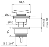 Донный клапан GRB VALVES 05055022 клик-клак, квадратный, черный матовый  