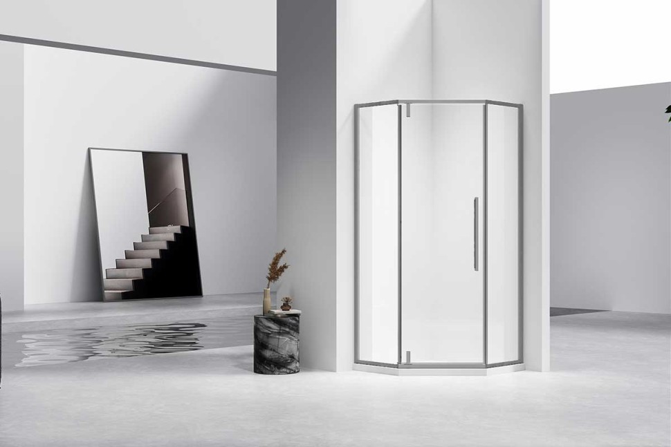 Душевой уголок Slim-N VSP-4SN100CLGM, 1000*1000, вороненая сталь, стекло прозрачное