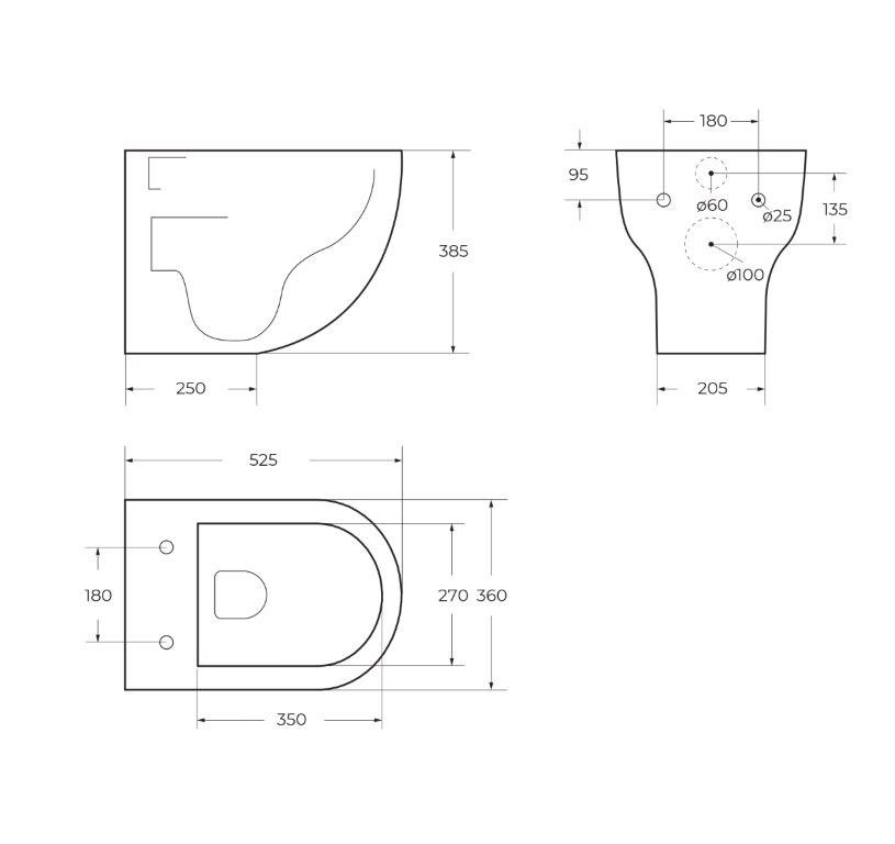 Чаша подвесного унитаза BelBagno ONDA BB066CHR