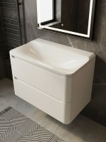 Раковина для ванной полувстраиваемая Uperwood Ocean 80 см, без отверстия под смеситель, белая глянцевая