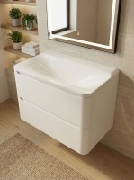 Раковина для ванной полувстраиваемая Uperwood Ocean 80 см, без отверстия под смеситель, белая глянцевая