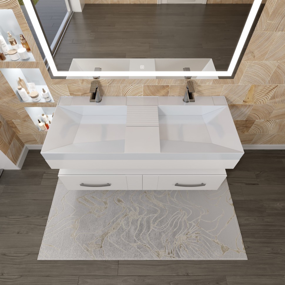 Тумба для ванной с подстольем и раковиной Andrea Sozvezdie 120 см, белая эмаль