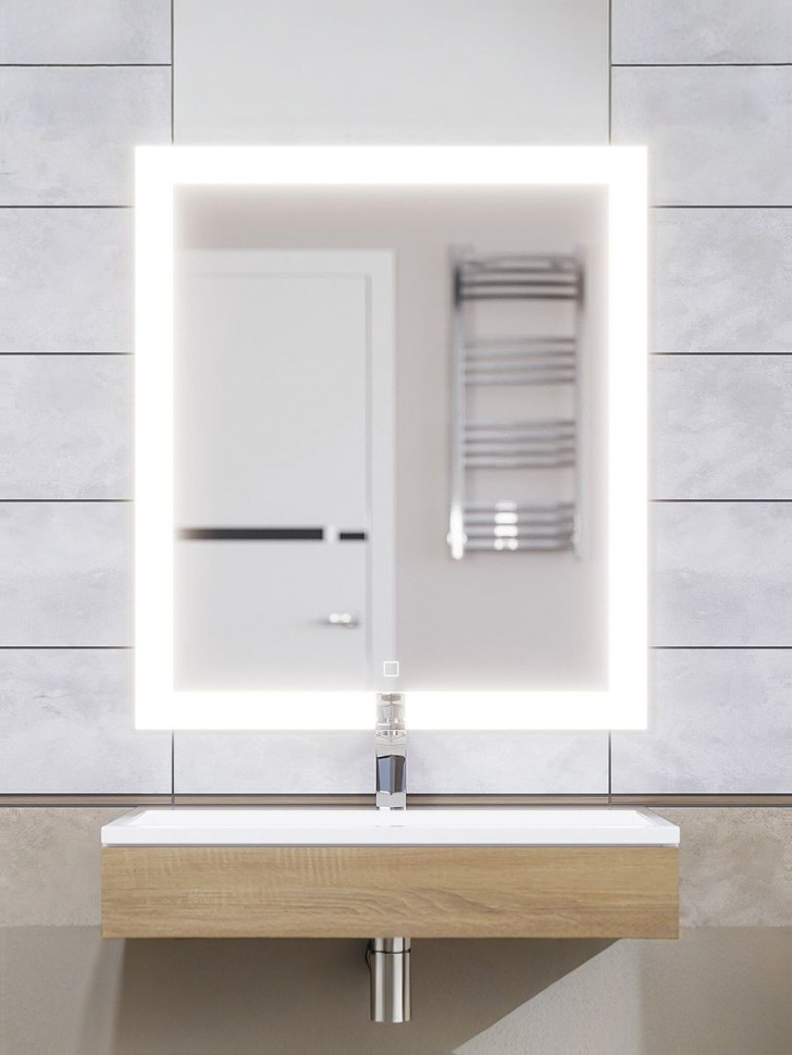 Зеркало для ванной с подсветкой Uperwood Barsa 70х80 см, прямоугольное, сенсор/антизапотевание