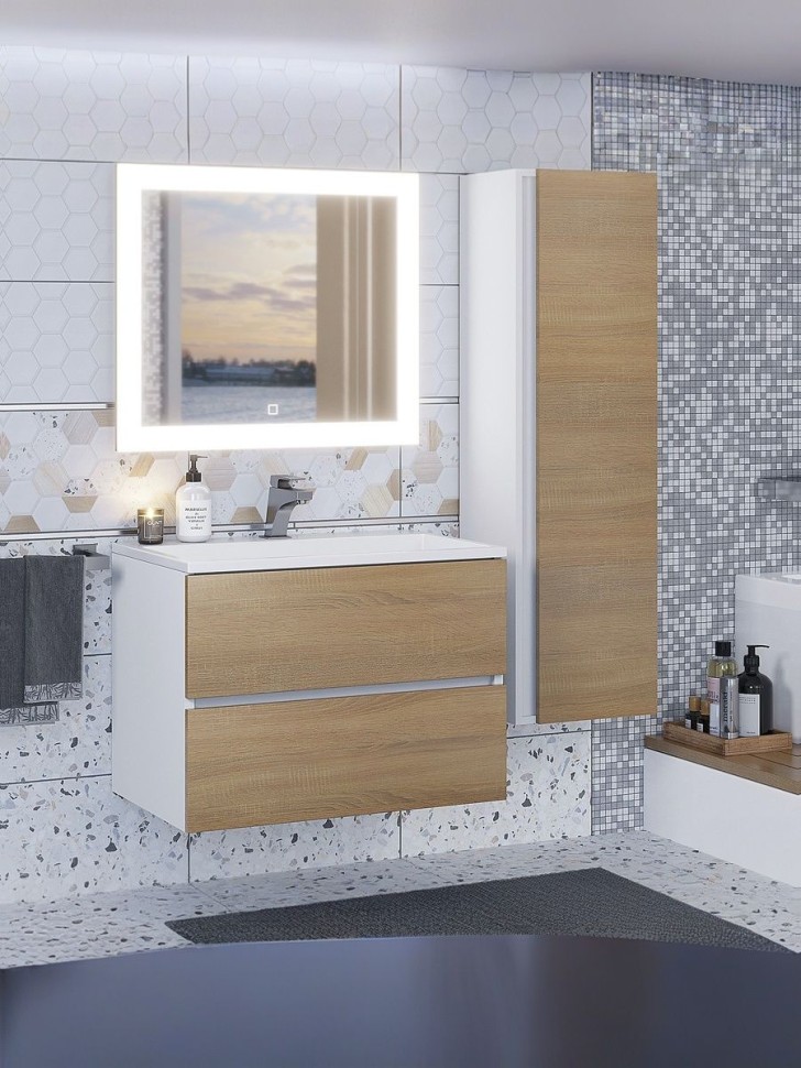 Зеркало для ванной с подсветкой Uperwood Barsa 70х80 см, прямоугольное, сенсор/антизапотевание