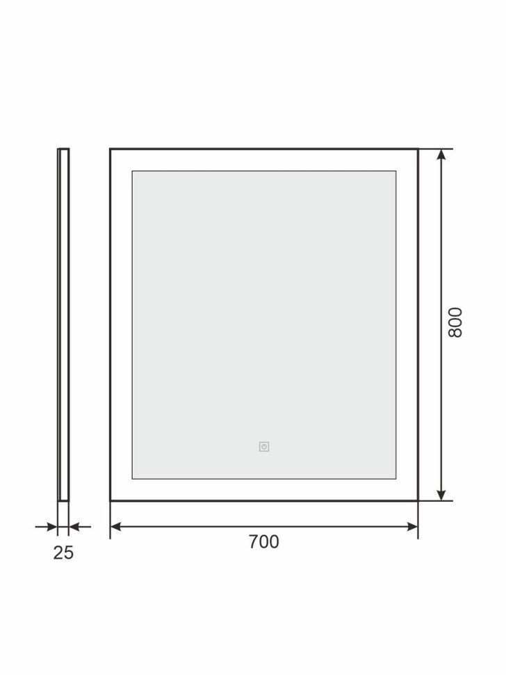 Зеркало для ванной с подсветкой Uperwood Barsa 70х80 см, прямоугольное, сенсор/антизапотевание