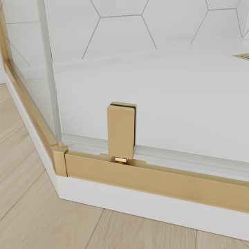 Душевой угол Veconi Ottimo P10 G, 1000x1000x1900, золото брашинг, стекло прозрачное