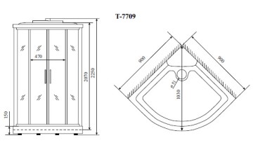 Timo Lux T-7709 душевая кабина 90*90*225, турецкая баня хамам