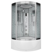 Душевая кабина Niagara Luxe NG-7710W (100x100х215) высокий поддон(45см),дверь раздвижная,стенки серебро,4 места