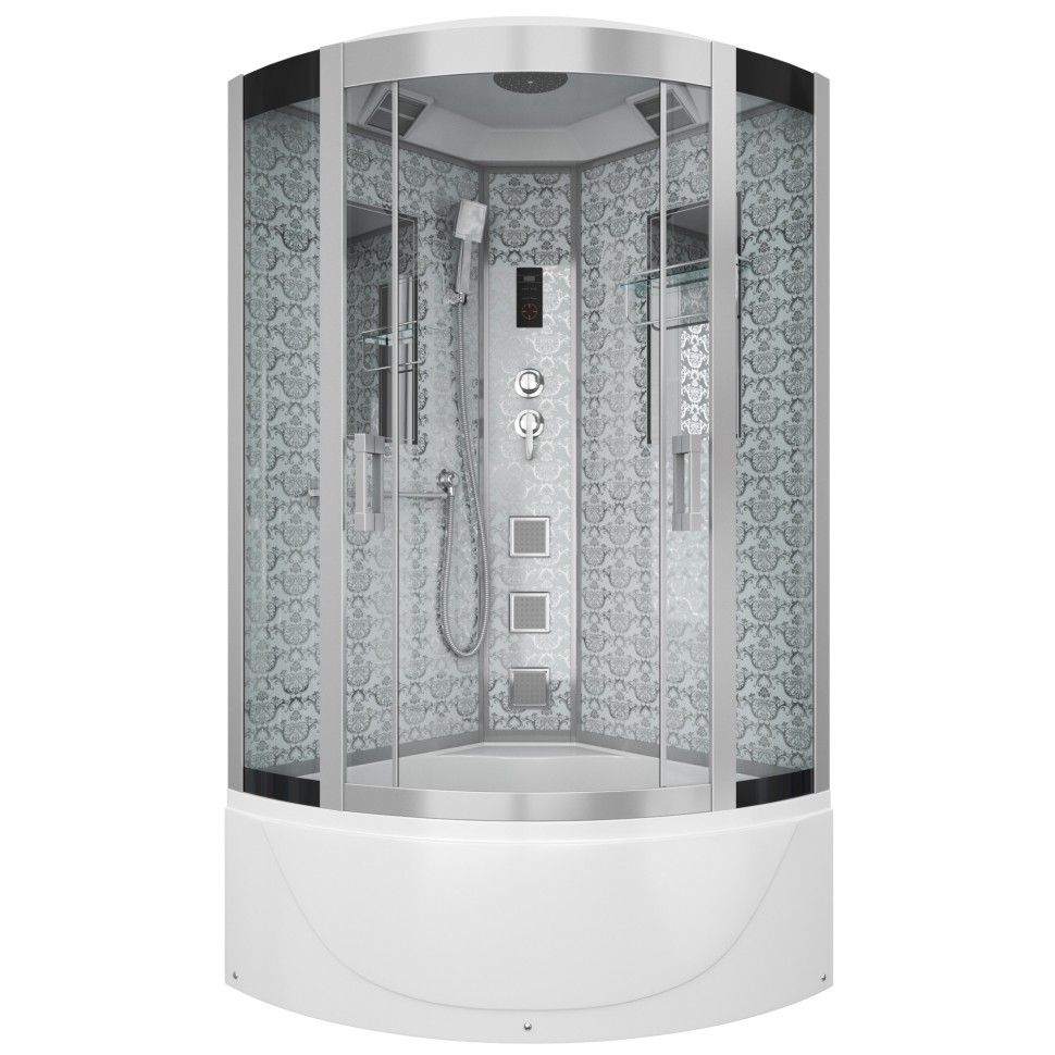 Душевая кабина Niagara Luxe NG-7710W (100x100х215) высокий поддон(45см),дверь раздвижная,стенки серебро,4 места