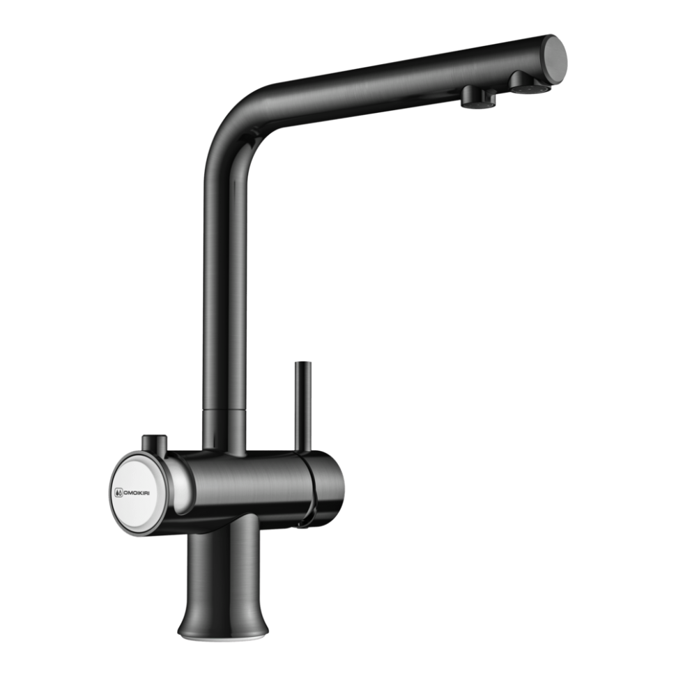 Смеситель для кухни Omoikiri Hotaru-GM-WH латунь/вороненая сталь/белый