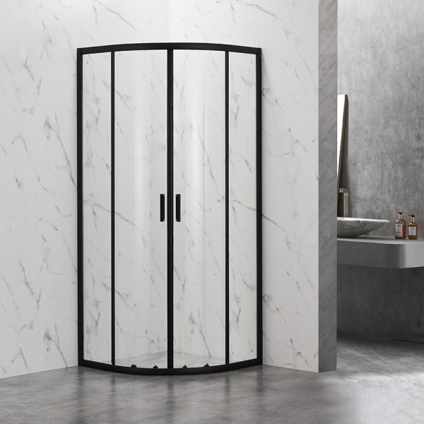 Душевой угол Veconi Rovigo RV-202B, 900x900x1900, черный, стекло прозрачное