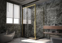 Душевой угол Veconi Premium Trento PTC-SP-30G, 1200х800x2000, брашированное золото, стекло прозрачное