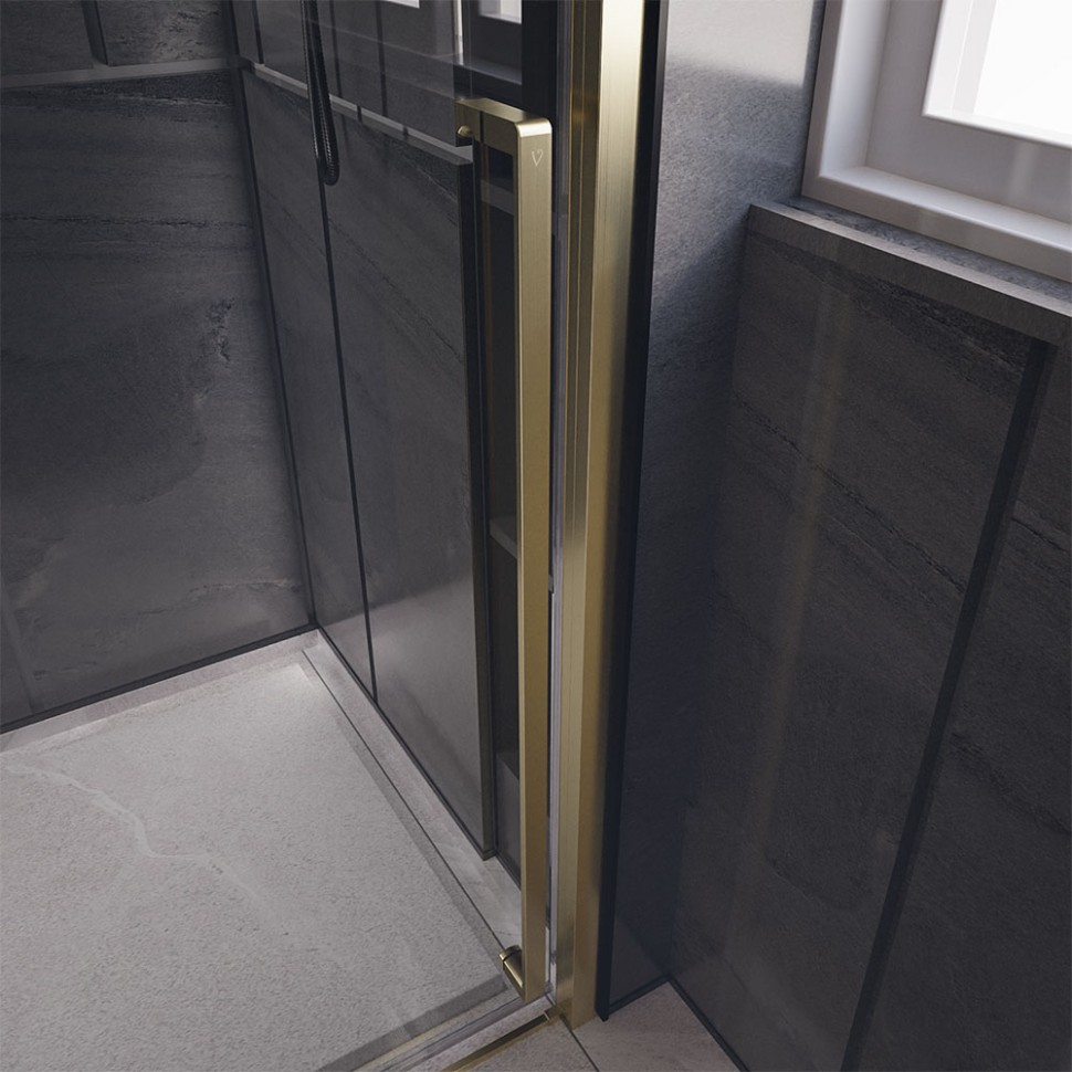 Душевой угол Veconi Premium Trento PTC-SP-30G, 1200х800x2000, брашированное золото, стекло прозрачное