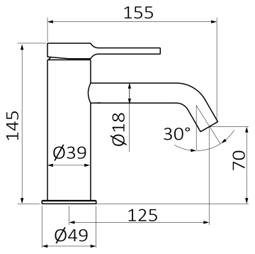 Смеситель для раковины GRB TIME 47510472, черный матовый