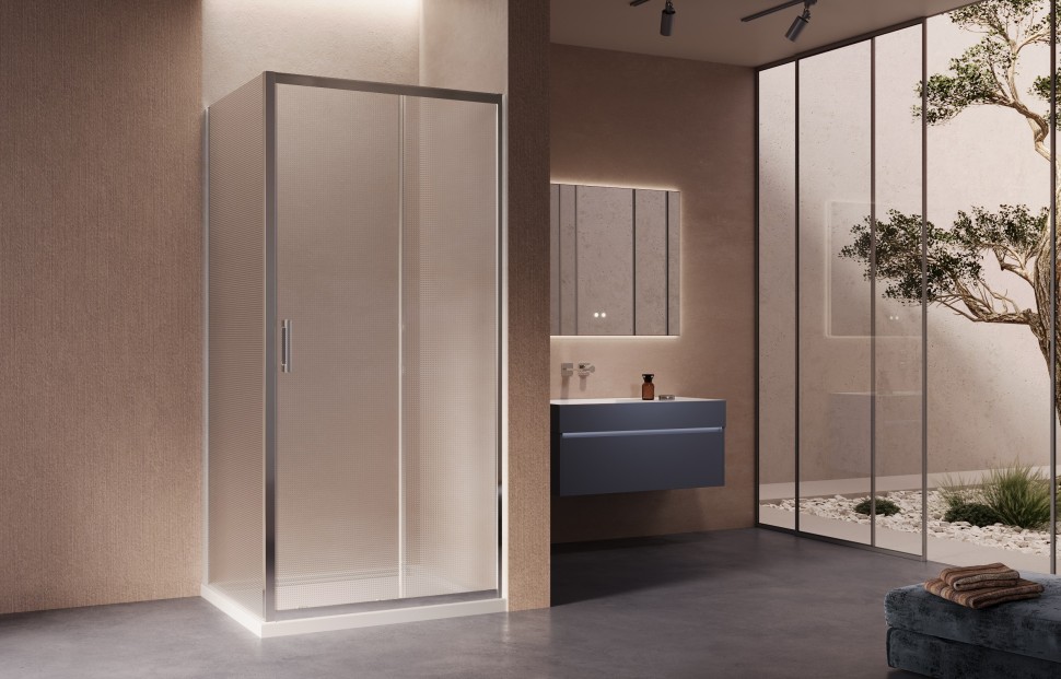 Душевой уголок Альфа-Н (Alpha-N) VSR-3AN9014MT, 1400*900, хром, стекло текстурное