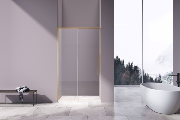 Душевая дверь Слим-Н (Slim-N) VDS-4SN110CLG, 1100, брашированное золото, стекло прозрачное