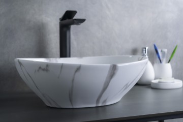 Раковина Gid Mnc138C 54473 накладная под камень глянцевая 41x34x15