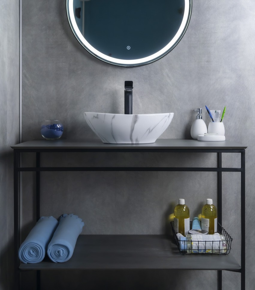 Раковина Gid Mnc138C 54473 накладная под камень глянцевая 41x34x15