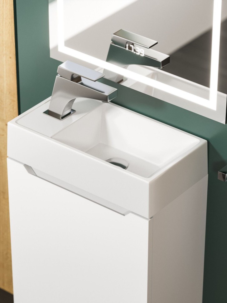 Раковина для ванной 40 см, Uperwood Classic New, белая глянцевая, с накладкой для слива