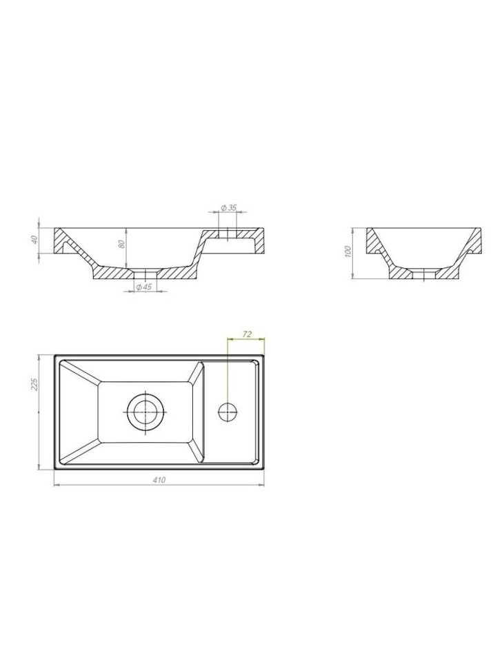 Раковина для ванной 40 см, Uperwood Classic New, белая глянцевая, с накладкой для слива