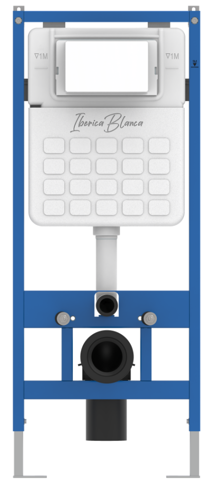 Комплект 3в1 IBERICA BLANCA инсталляция SILENCIO, унитаз BILBAO ALTO белый, кнопка смыва INOX-O золото матовое (IB001.BLA.231.815)