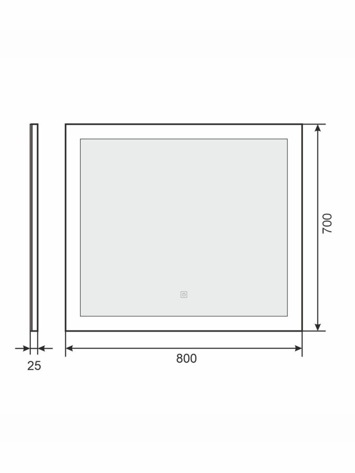 Зеркало для ванной с подсветкой Uperwood Barsa 80х70 см, прямоугольное, сенсор/антизапотевание