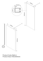 Душевая перегородка Walk-In VSW-1H700CLB, 700*2000, черный, стекло прозрачное