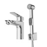 Смеситель для раковины без донного клапана с гигиеническим душем BelBagno DUE-LVM/HGN-CRM-W0
