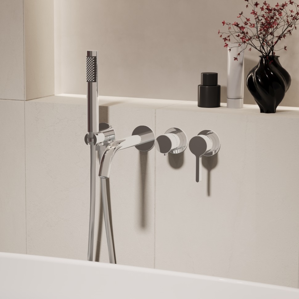 Смеситель для ванны Villa VTFW-1VL1CH, встраиваемый, хром