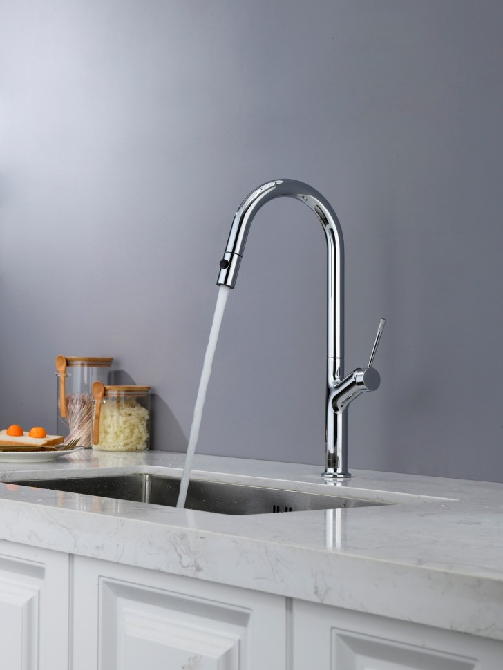 Смеситель для кухни AQUAme Cucina с выдвижным изливом AQM9905CR