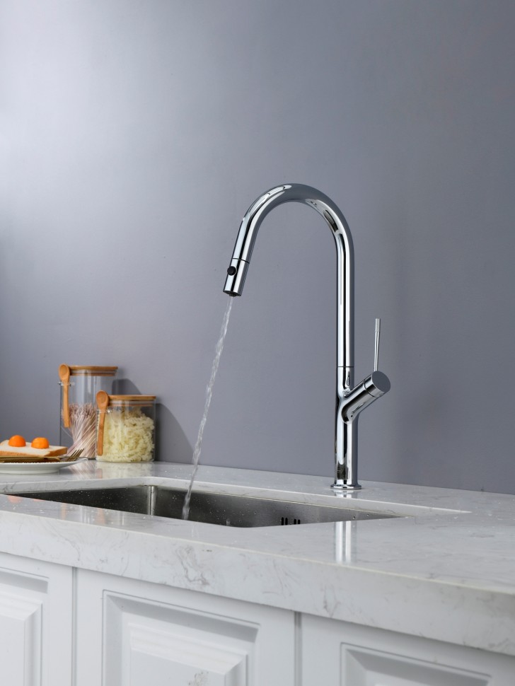 Смеситель для кухни AQUAme Cucina с выдвижным изливом AQM9905CR