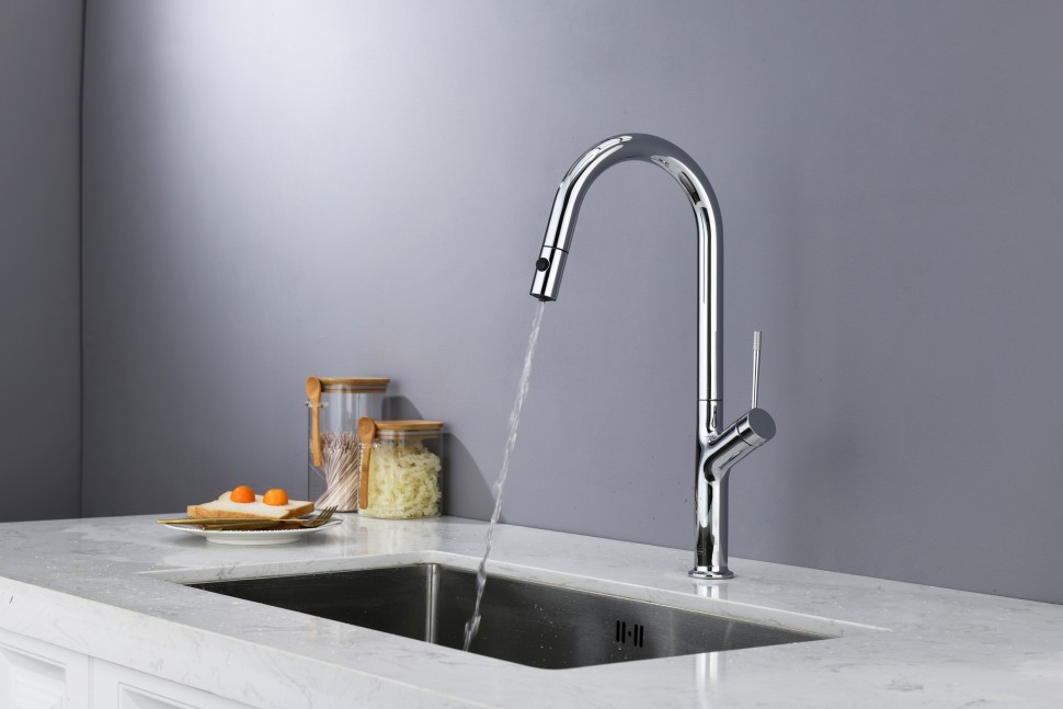 Смеситель для кухни AQUAme Cucina с выдвижным изливом AQM9905CR