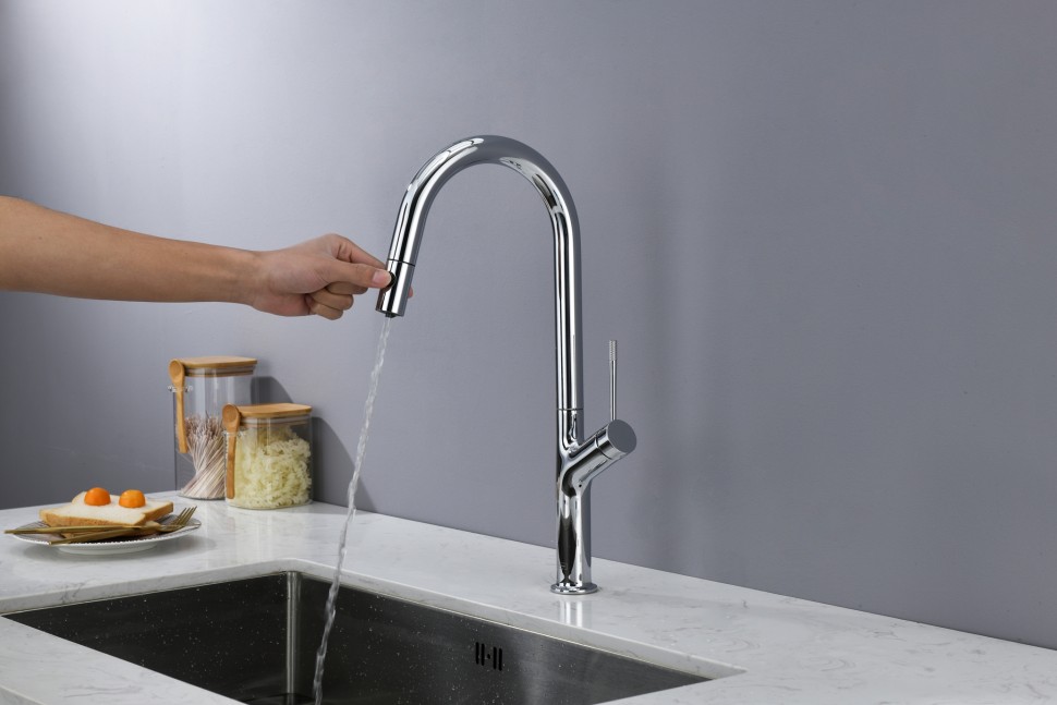 Смеситель для кухни AQUAme Cucina с выдвижным изливом AQM9905CR