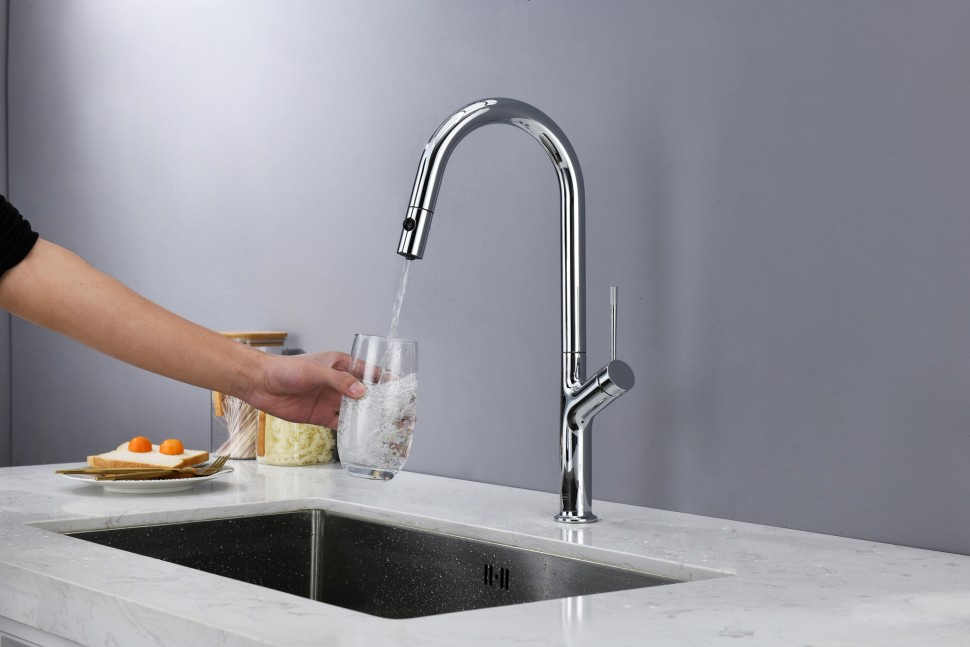 Смеситель для кухни AQUAme Cucina с выдвижным изливом AQM9905CR
