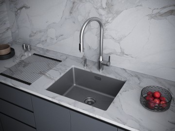 Мойка LUMI 55UNI, IT-GRANIT, LU55-GRM, серый металлик, 555х460, Paulmark