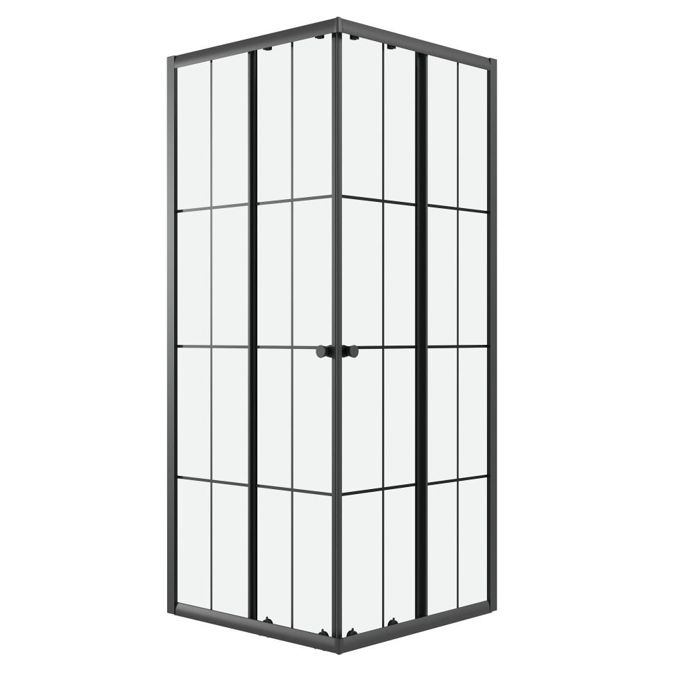 Душевое ограждение Niagara Eco NG-1008-14QKL (80х80х190) квадрат,раздвижное,черный,стекло клетка,1 место