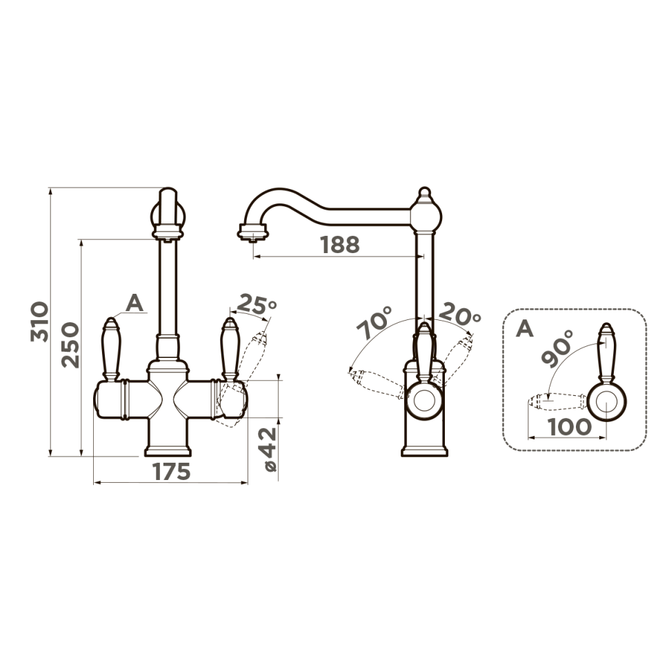 Смеситель для кухни Omoikiri Tottori-AB-022 латунь/античная латунь