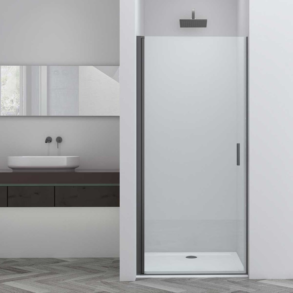 Душевая дверь Alpha VDP-3AL100CLGM, вороненая сталь, стекло прозрачное