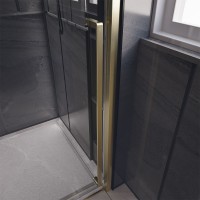Душевой угол Veconi Premium Trento PTC-SP-30G, 1200х900x2000, брашированное золото, стекло прозрачное