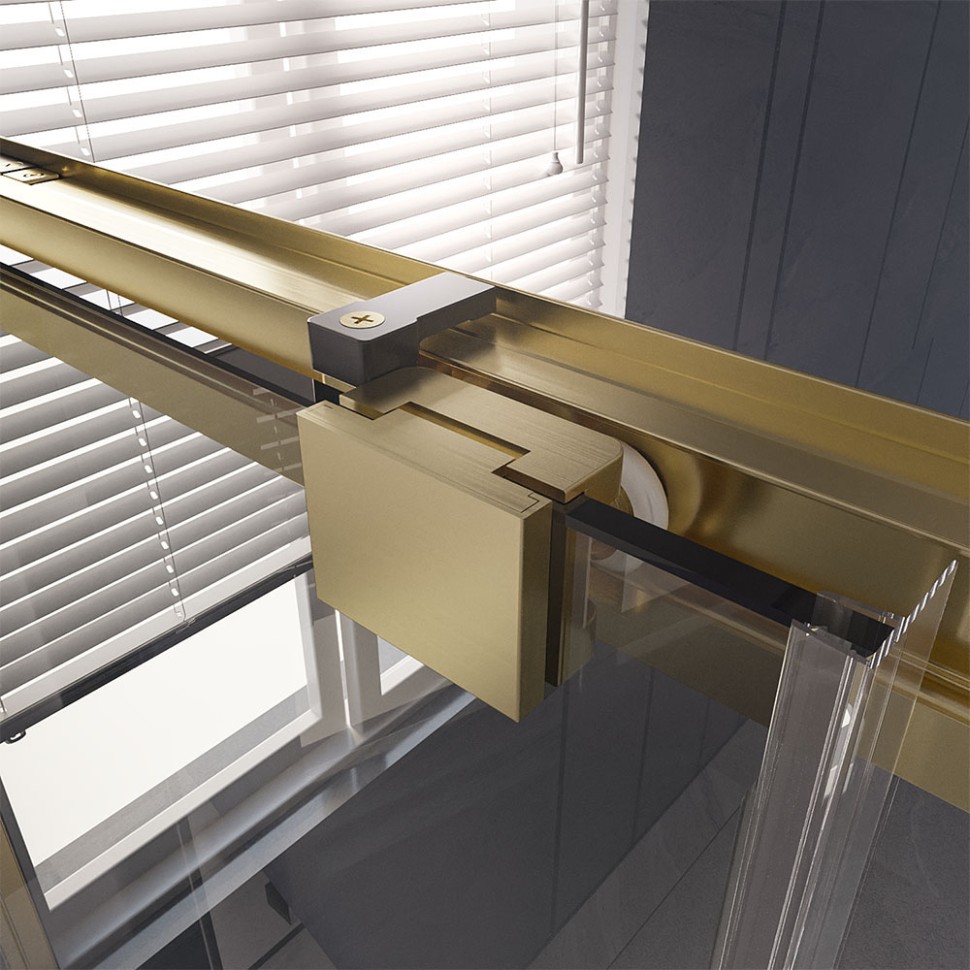 Душевой угол Veconi Premium Trento PTC-SP-30G, 1200х900x2000, брашированное золото, стекло прозрачное