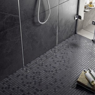 Душевой лоток TIMO Drain System 1000 с двусторонней панелью "plate" под плитку, Сатин